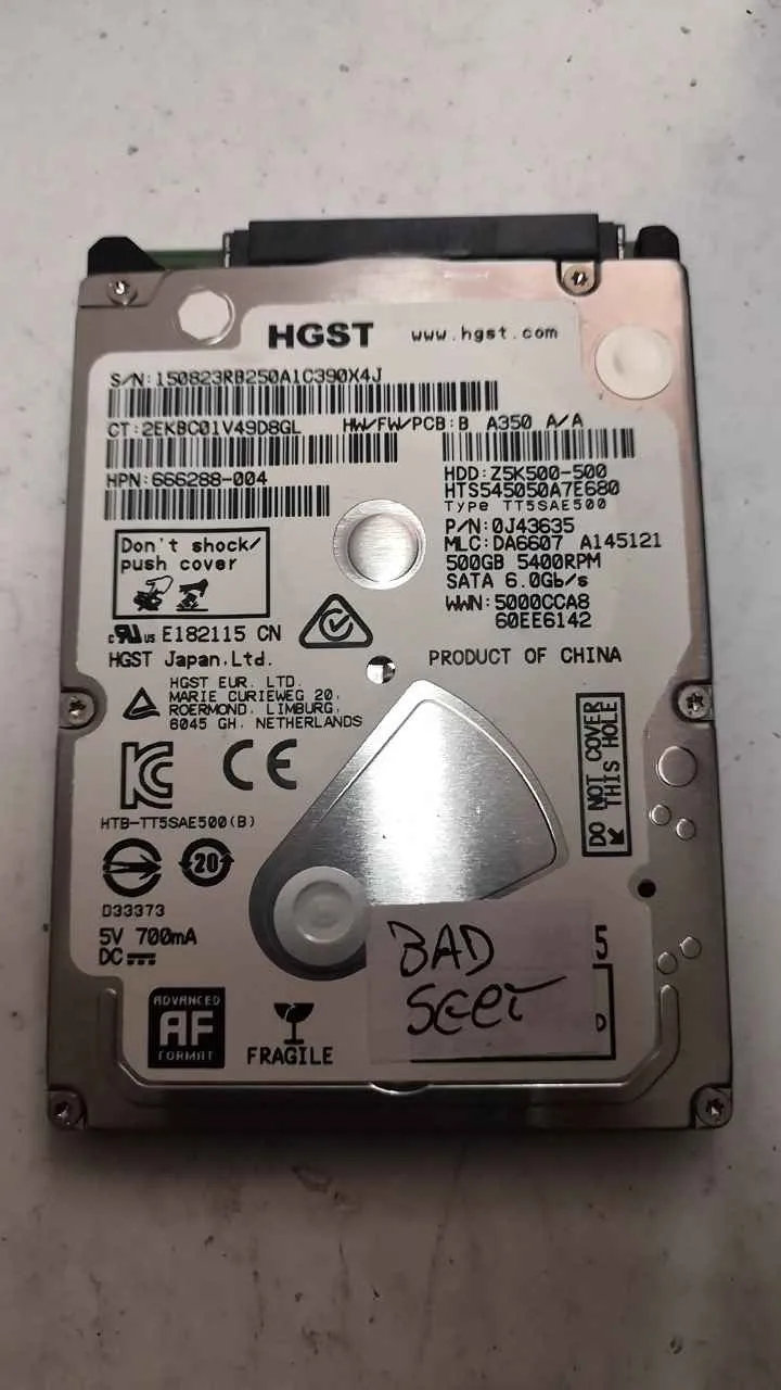 Hitachi HTS545050A7E680 S/N 150823RB250A1C390X4J