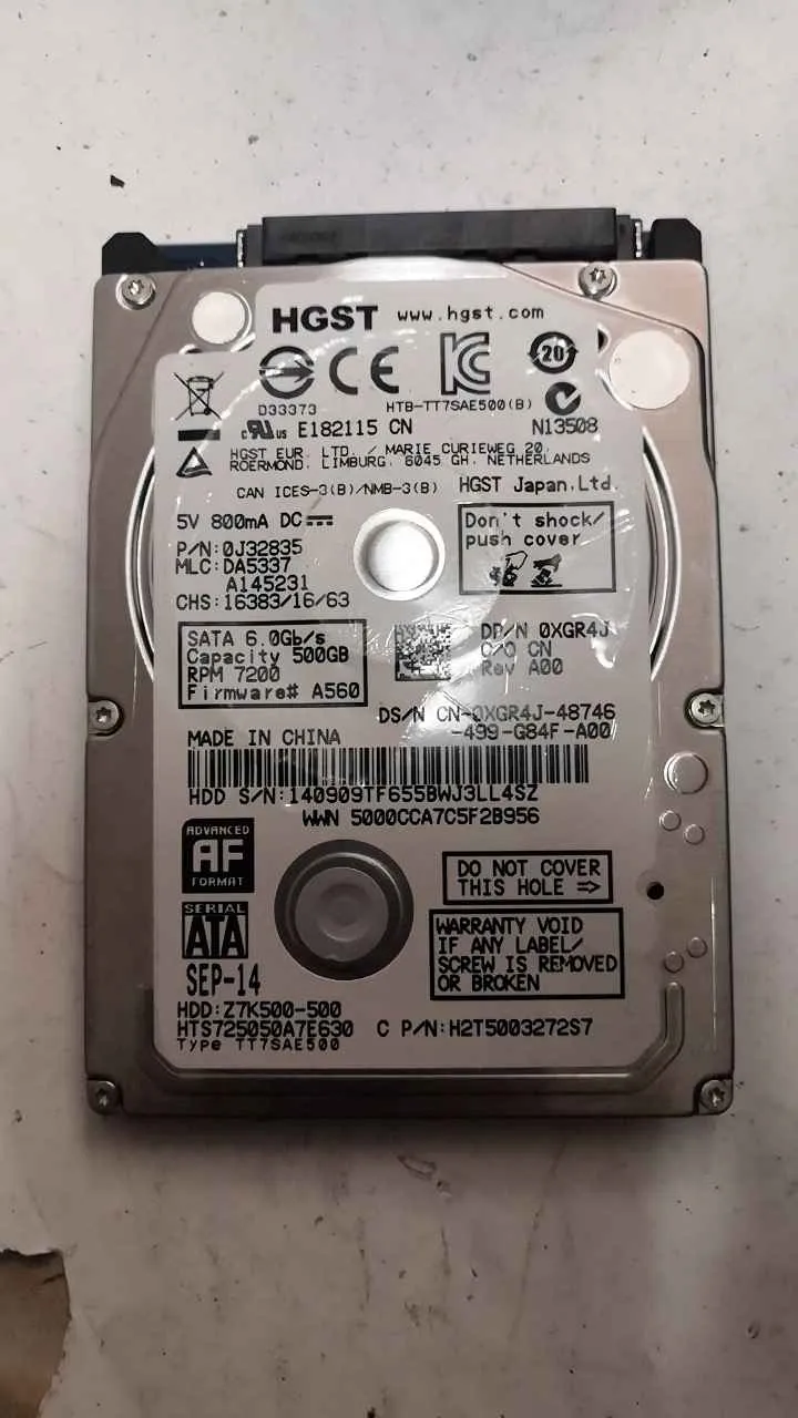 Hitachi HTS725050A7E630 S/N 140909TF655BWJ3LL4SZ