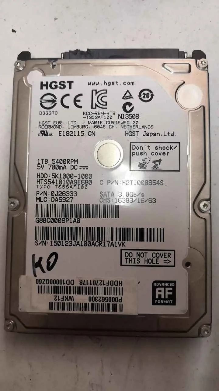 Hitachi HTS541010A9E680 S/N 150123JA100ACR17A1VK