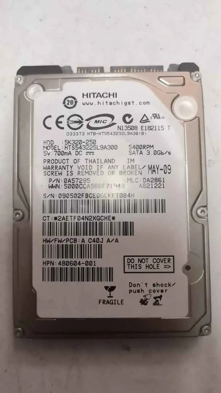 Hitachi HTS543225L9A300 S/N 090502FBCE06LKET0B4H
