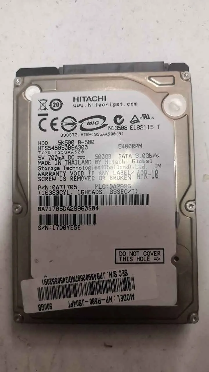 Hitachi HTS545050B9A300 S/N 17D0YE5E