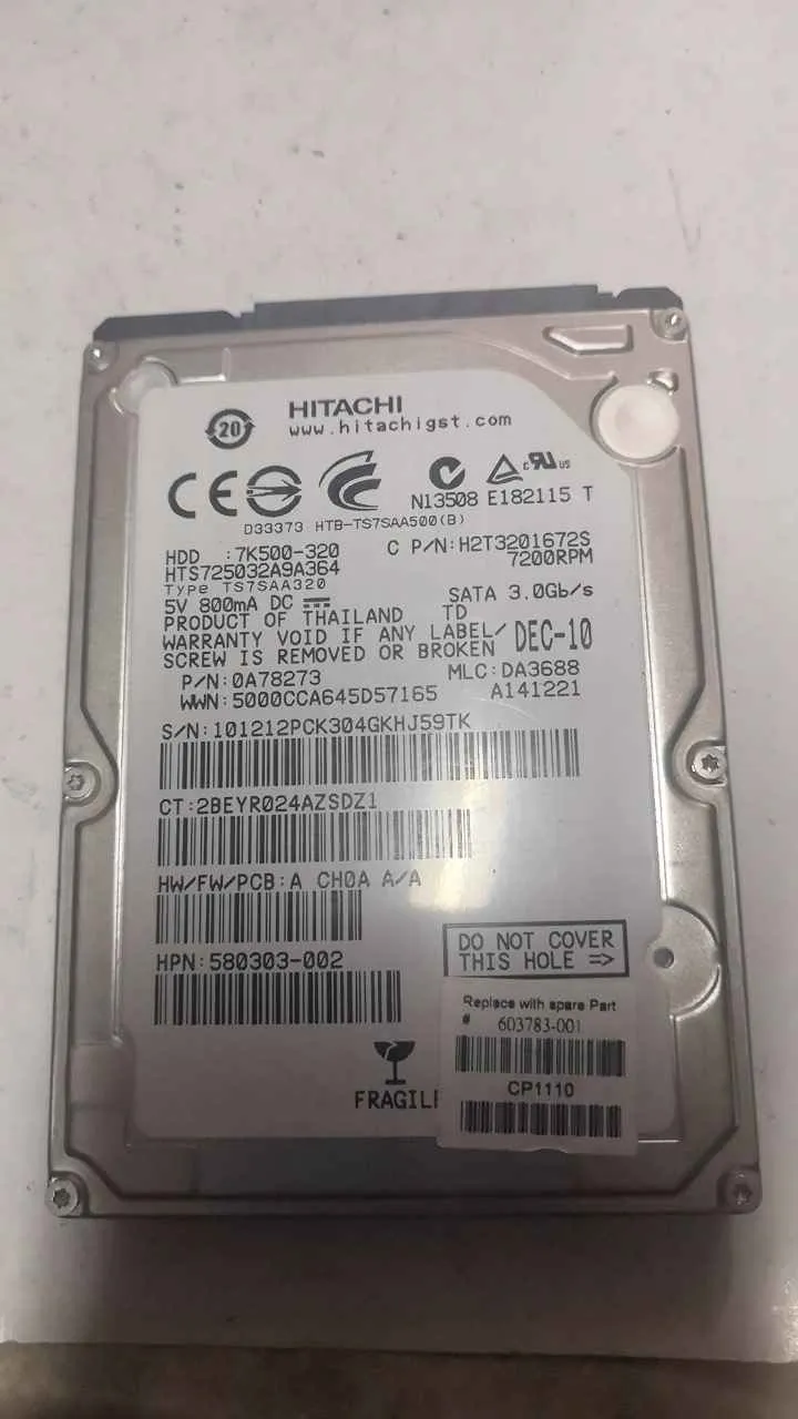Hitachi HTS725032A9A364 S/N 101212PCK304GKHJ59TK