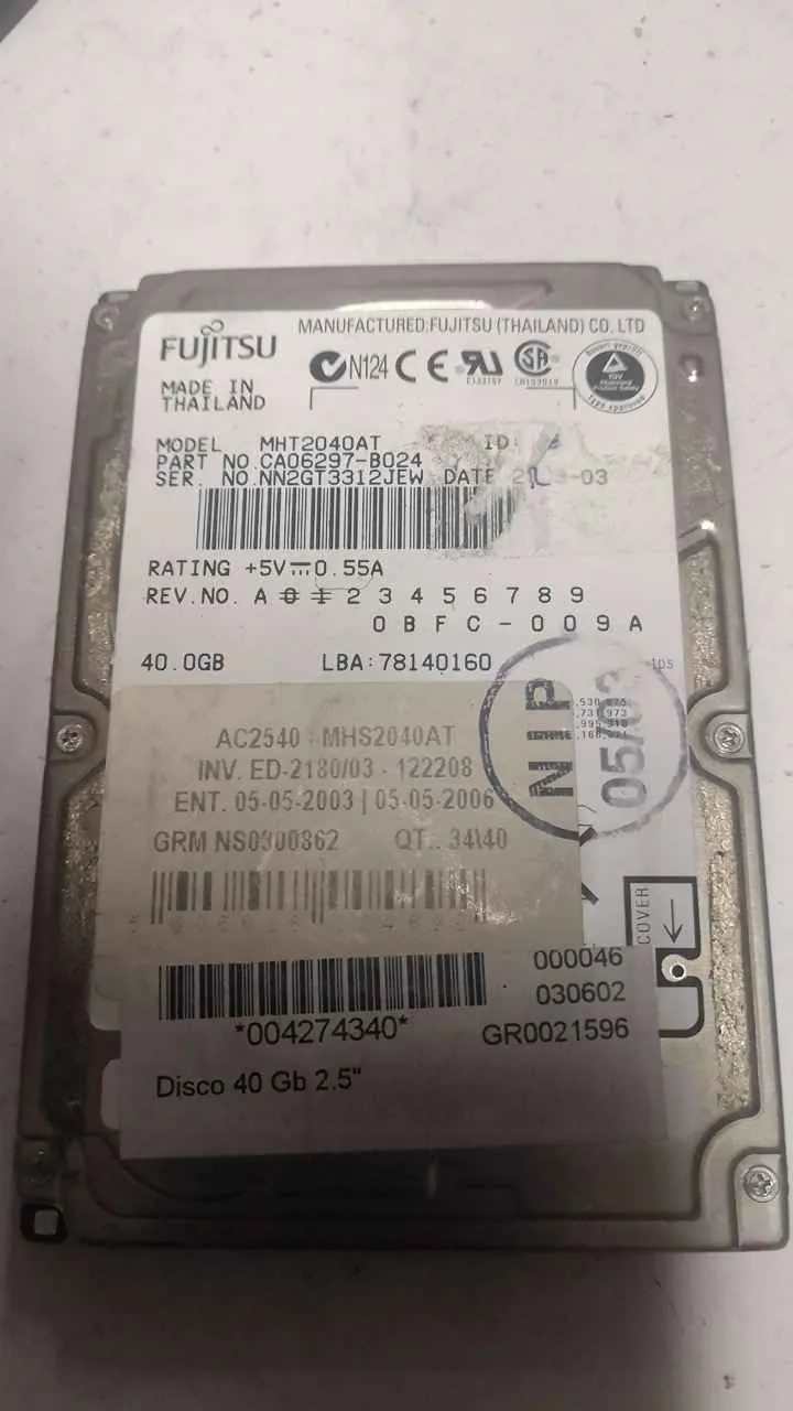 Fujitsu MHT2040AT S/N NN2GT3312JEW