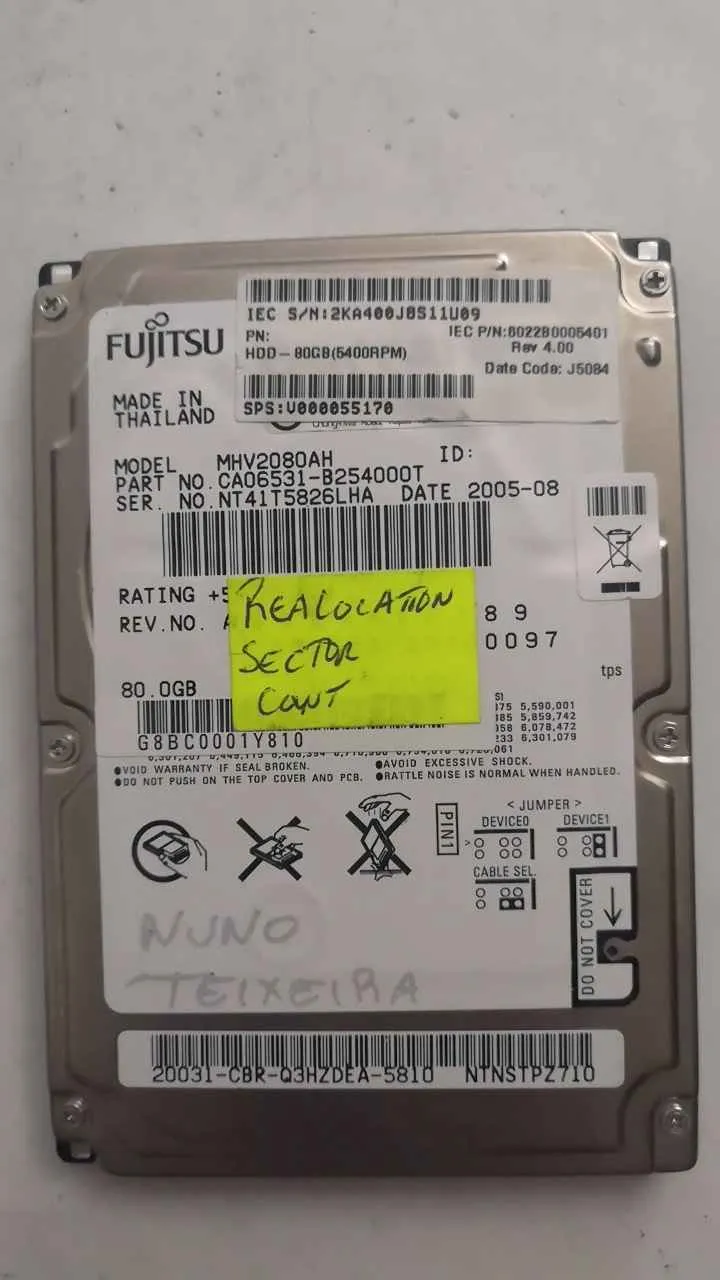Fujitsu MHV2080AH S/N NT41T5826LHA