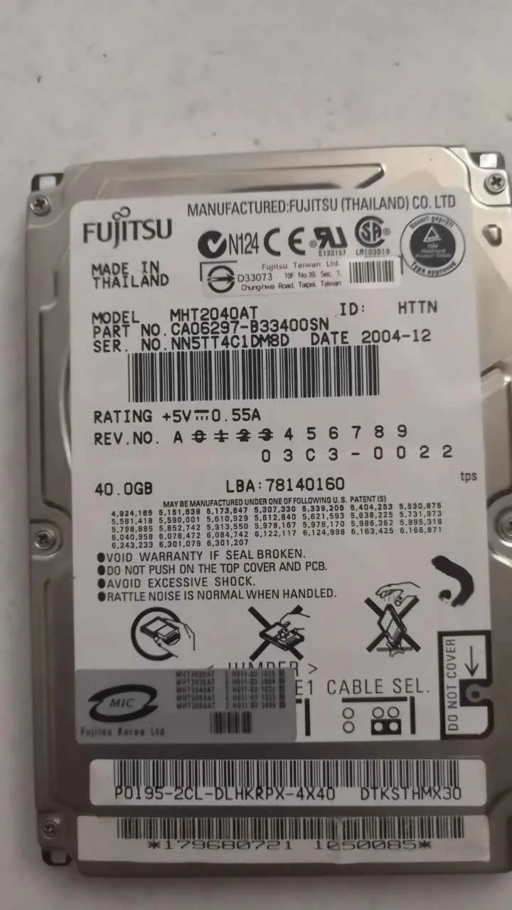 Fujitsu MHT2040AT S/N NN5TT4C1DM8D