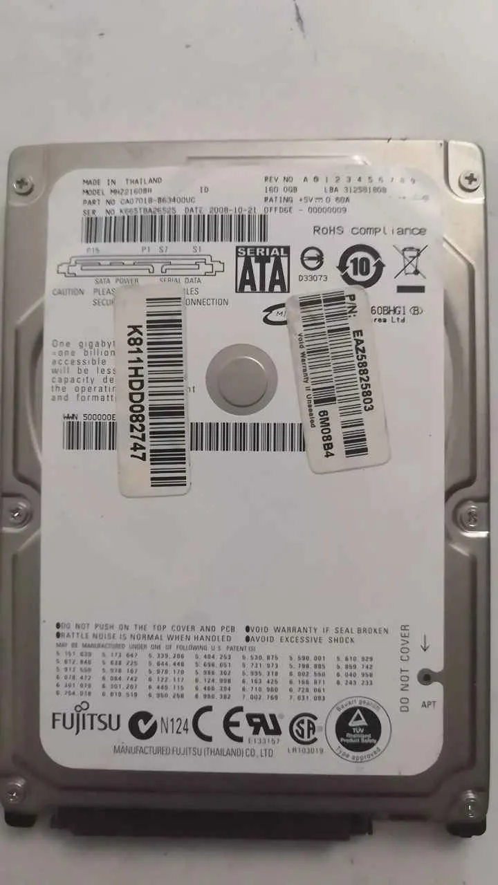 Fujitsu MHZ2160BH S/N K665T8A26525