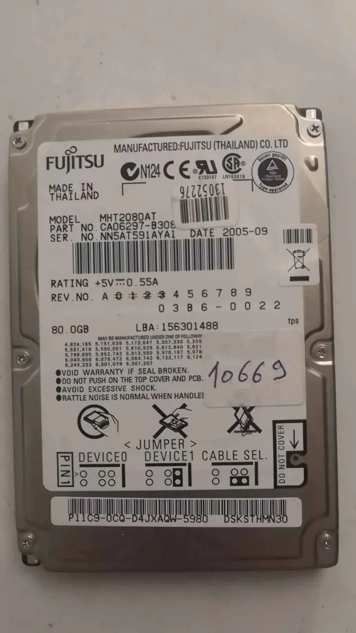 Fujitsu MHT2080AT S/N NN5AT591AYA1