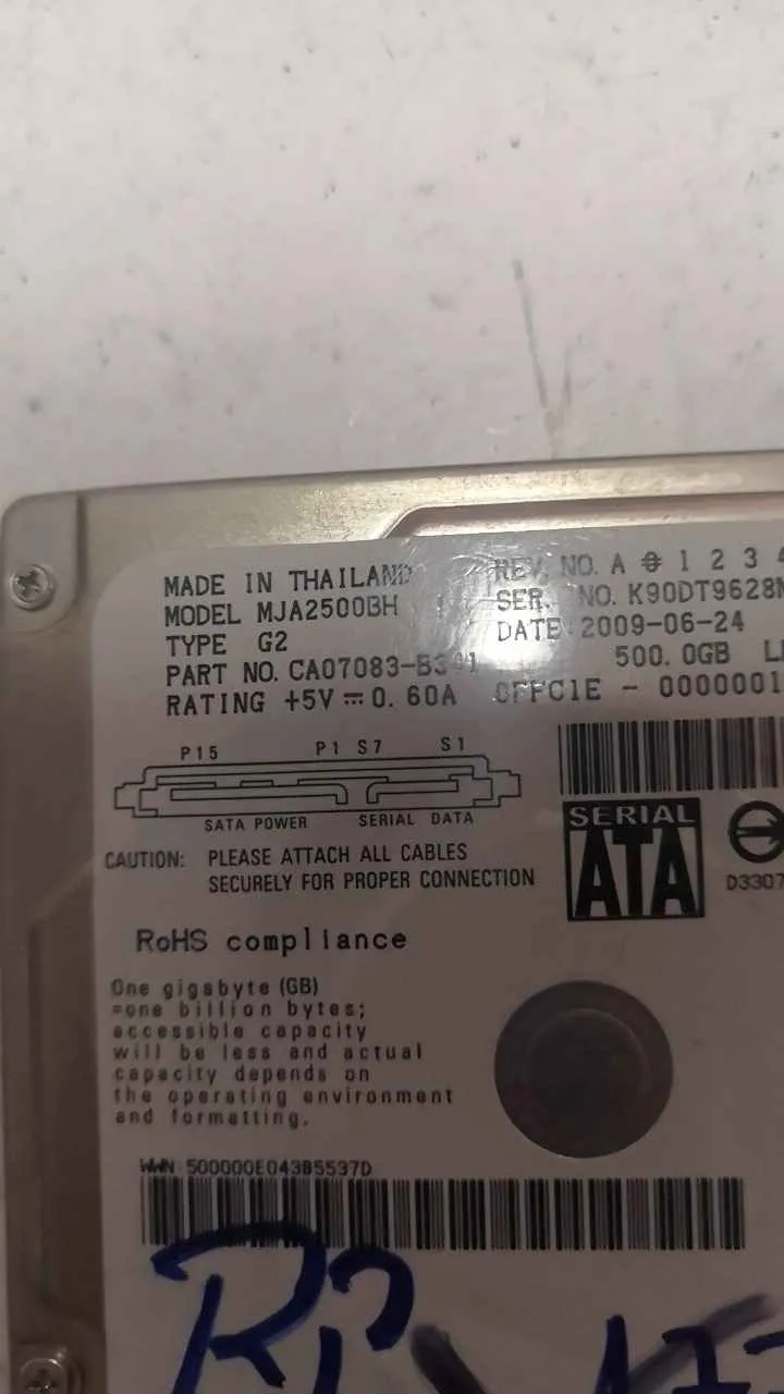 Fujitsu MJA2500BH S/N K9DT9628MMW