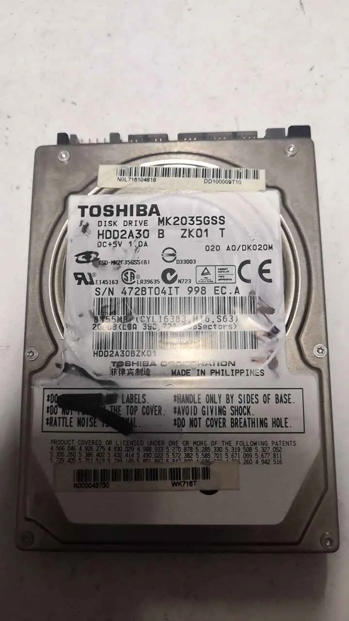 Toshiba MK2035GSS S/N 402BT04IT998
