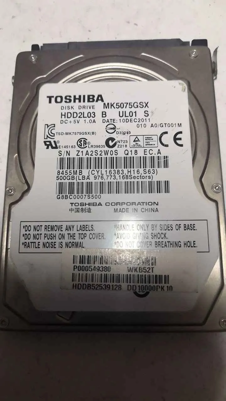 Toshiba MK5075GSX S/N Z1A2S2W0SQ18