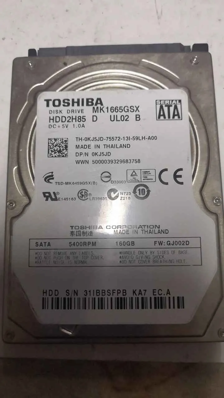 Toshiba MK1665GSX S/N 31IBBSFPBKA7