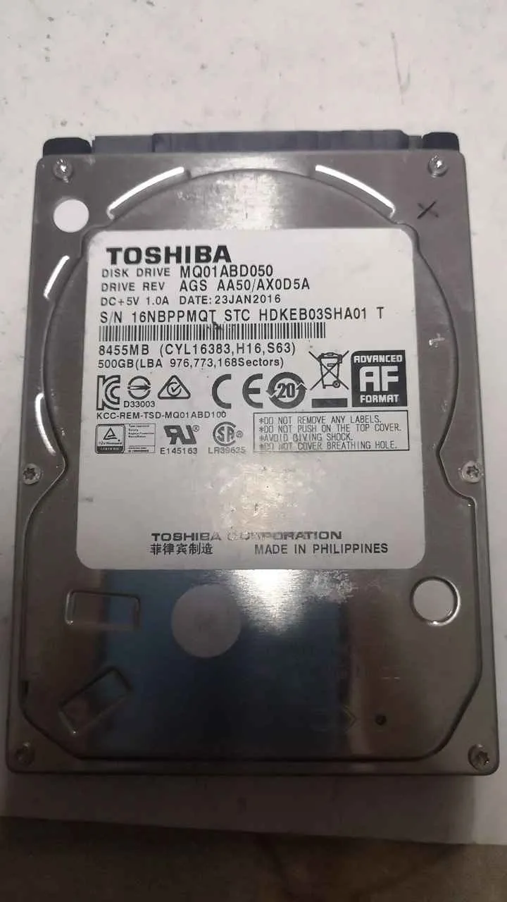 Toshiba MQ01ABD050 S/N 16NBPPMQTSTC