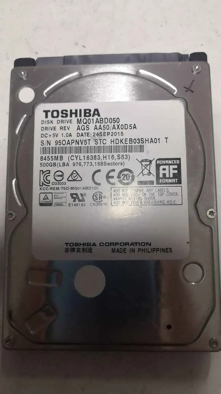 Toshiba MQ01ABD050 S/N 95OAPNV5TSTC