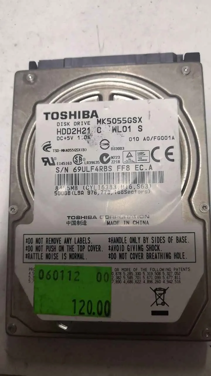 Toshiba MK5055GSX S/N 69ULF4RBSFF8