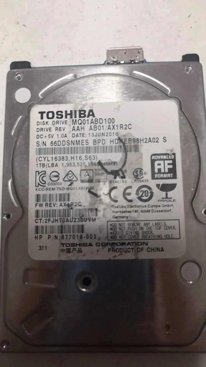 Toshiba MQ01ABD100 S/N 66DDSNMESBPDHDKEB98H2A02
