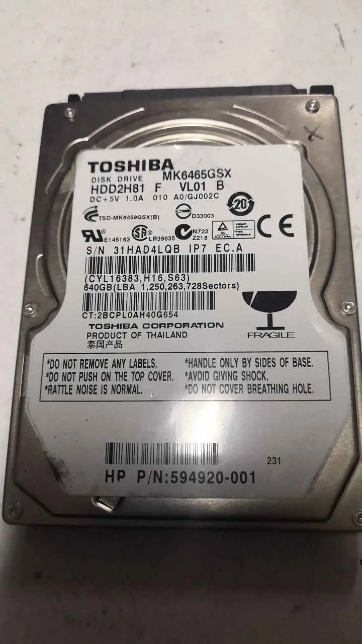 Toshiba MK6465GSX S/N 31HAD4LQBIP7