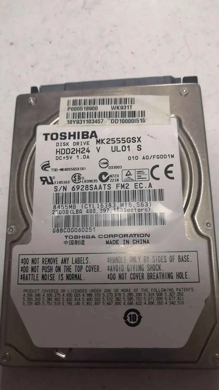 Toshiba MK2555GSX S/N 6928SAATSFM2