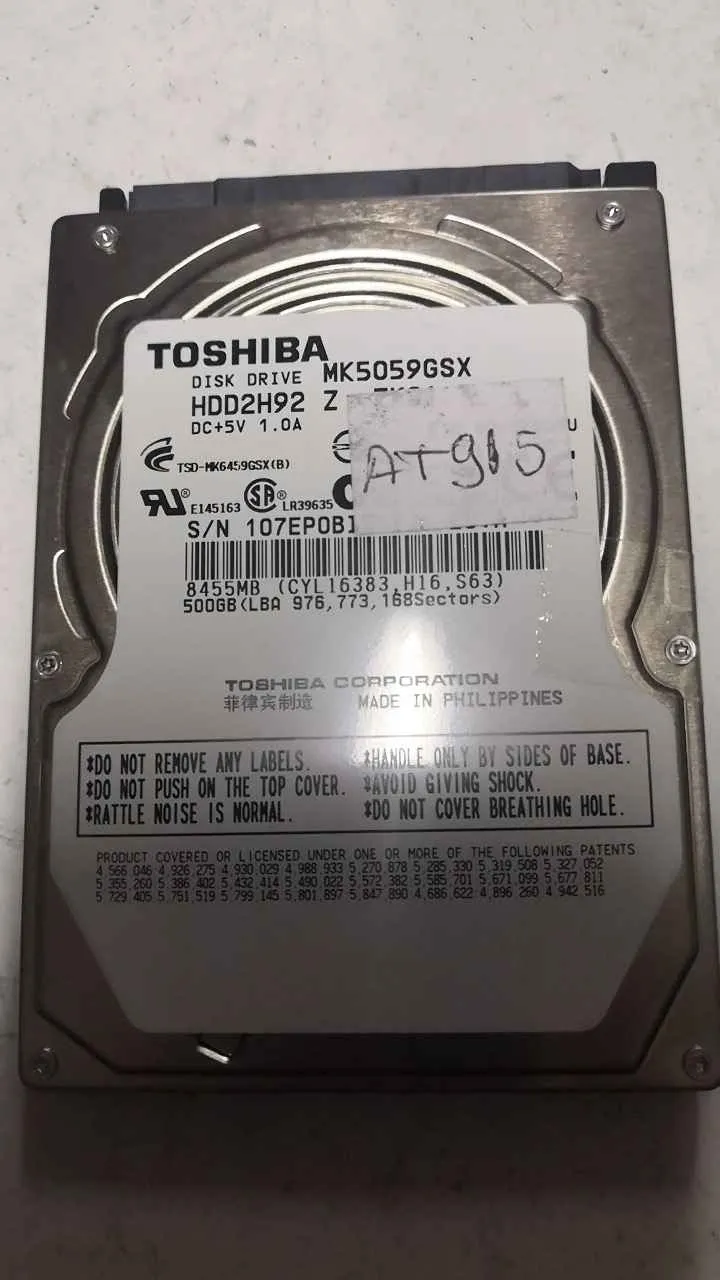 Toshiba MK5059GSX S/N 107EP0BITIJ6