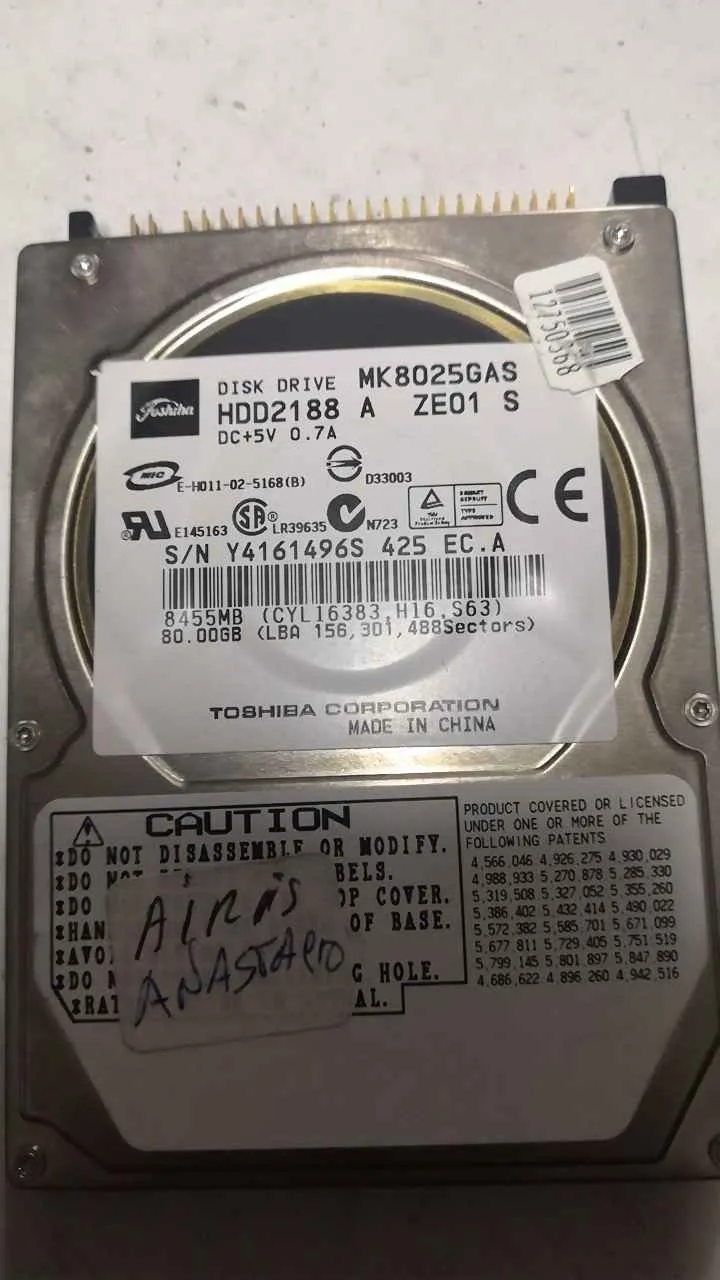 Toshiba MK8025GAS S/N Y4161496S425
