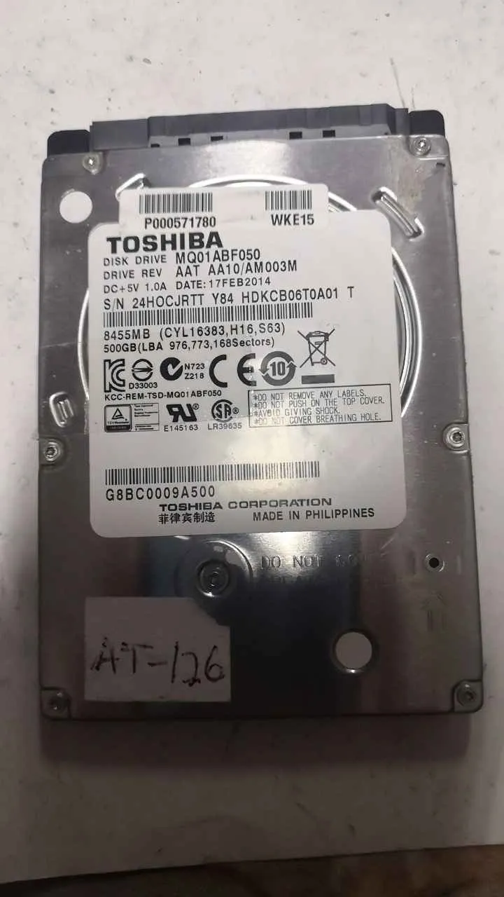 Toshiba MQ01ABF050 S/N 24HOCJRTTY84