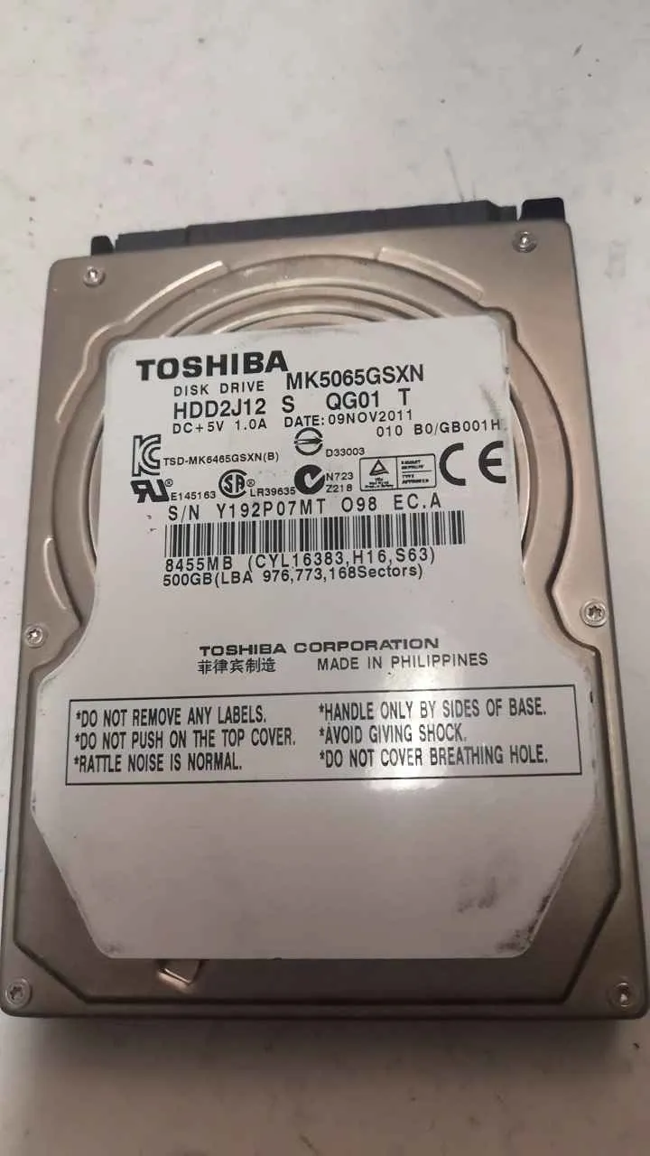 Toshiba MK5065GSXN S/N Y192P07MTO98