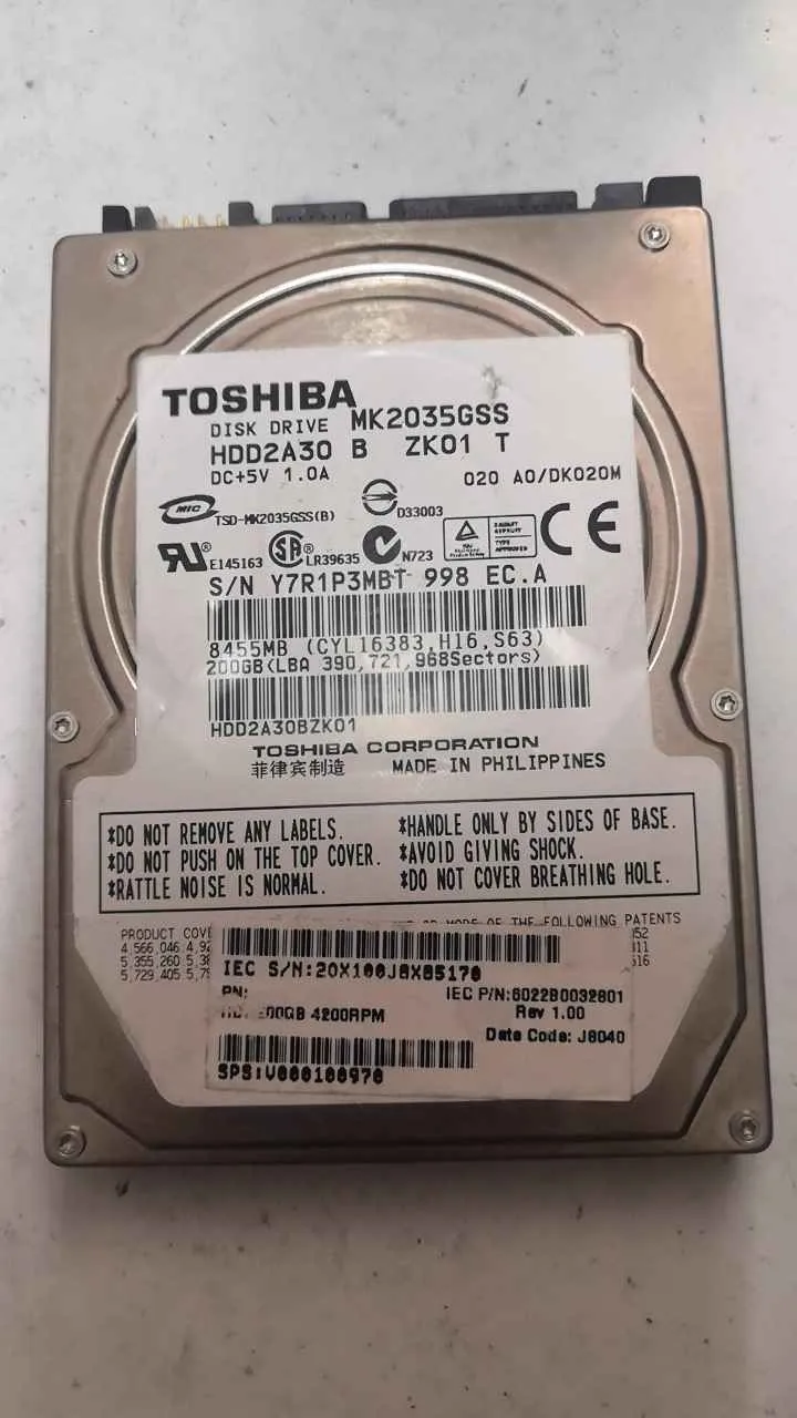 Toshiba MK2035GSS S/N Y7R1P3MBT998