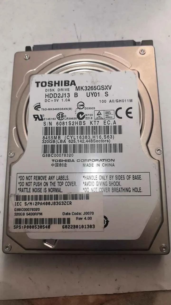 Toshiba MK3265GSXV S/N 6081S2HBSKT7