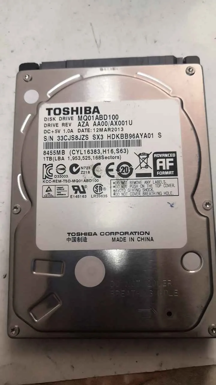 Toshiba MQ01ABD100 S/N 33CJS8JZSSX3