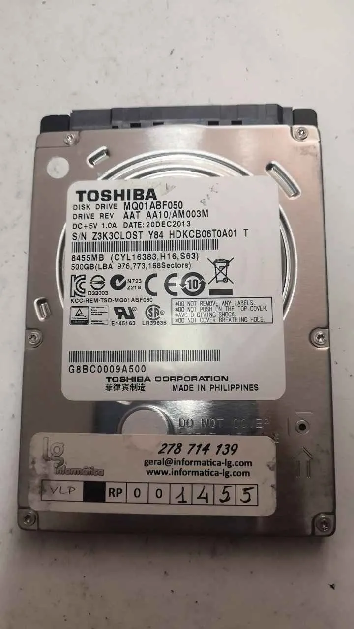 Toshiba MQ01ABF050 S/N Z3K3CLOSTY84
