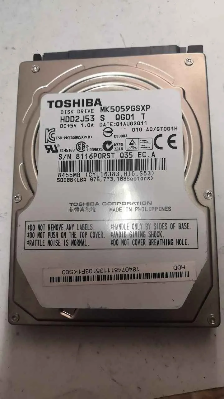 Toshiba MK5059GSXP S/N 8116P0RSTQ35