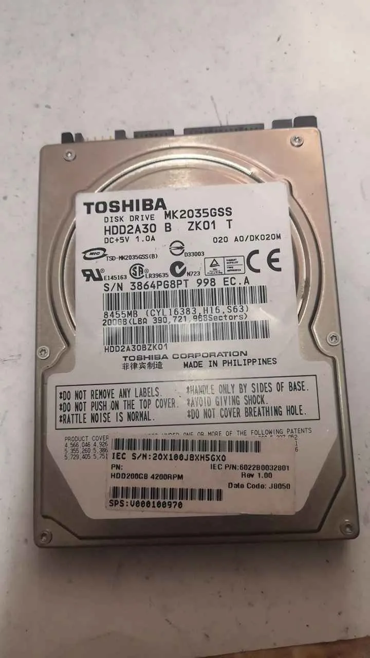 Toshiba MK2035GSS S/N 3864PG8PT998