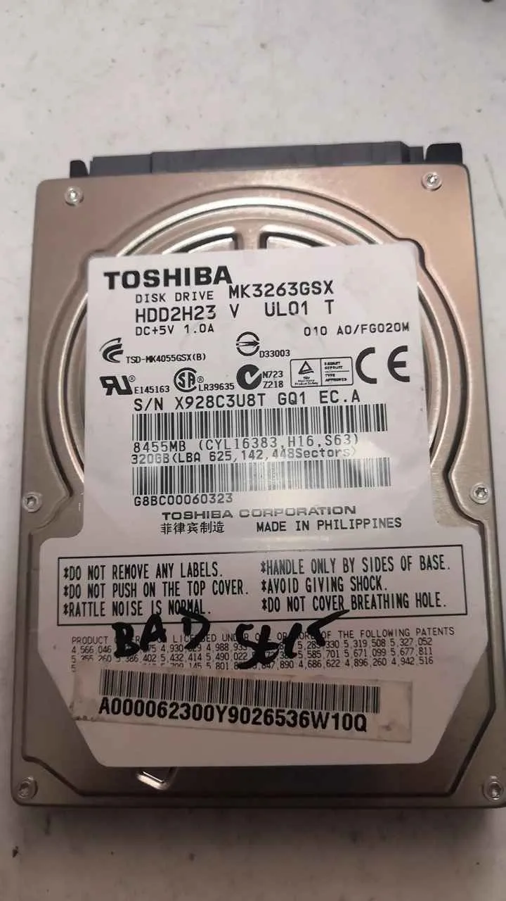 Toshiba MK3263GSX S/N X928C3U8TGQ1
