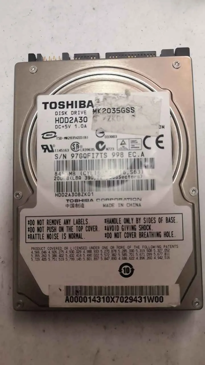 Toshiba MK2035GSS S/N 97GQFI7TS998