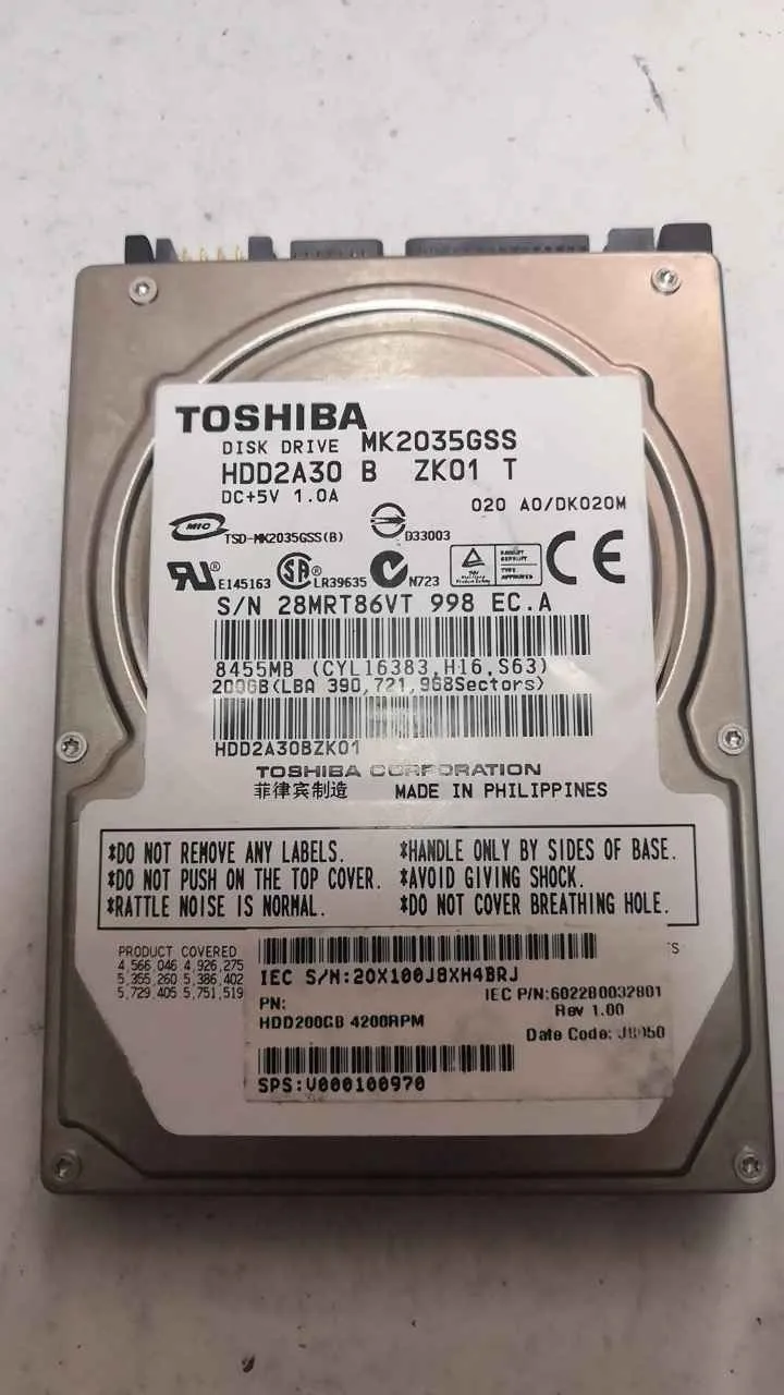 Toshiba MK2035GSS S/N 28MRT86VT998