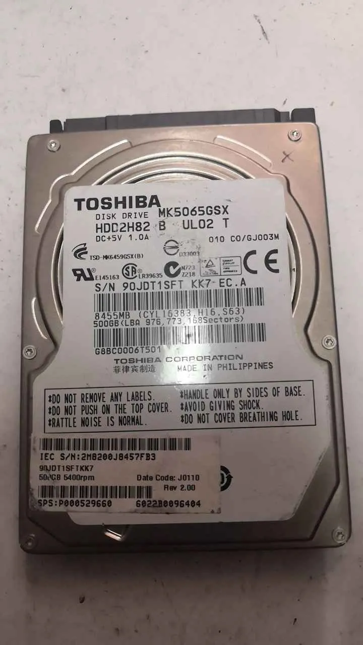 Toshiba MK5065GSX S/N 90JDT1SFTKK7