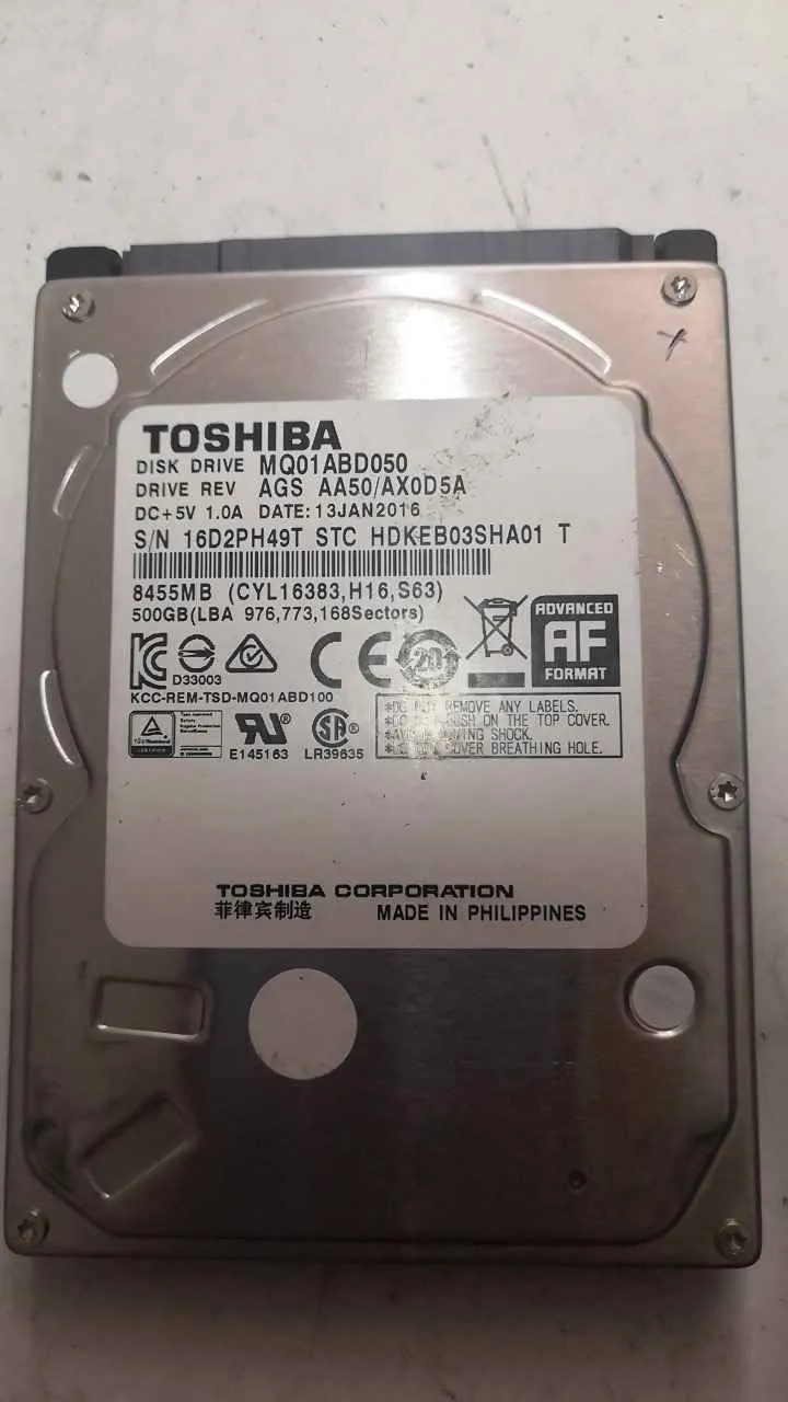 Toshiba MQ01ABD050 S/N 16D2PH49TSTC