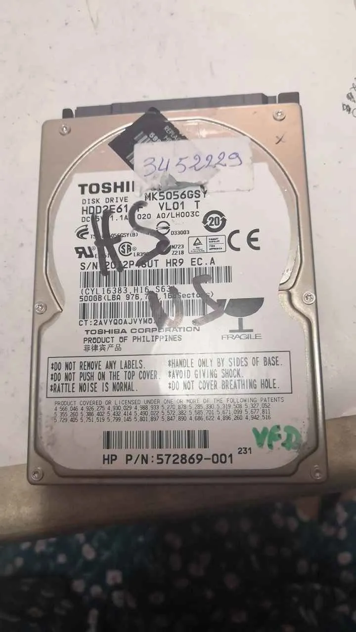 Toshiba MK5056GSY S/N 20I2P4SUTHR9