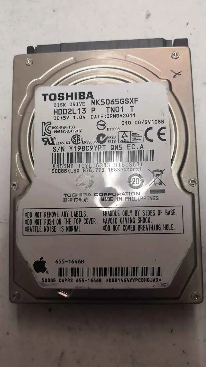 Toshiba MK5065GSXF S/N Y198C9YPTQN5