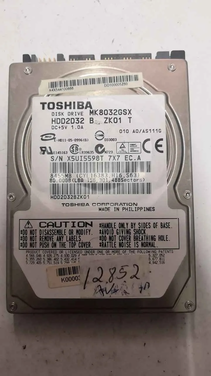 Toshiba MK8032GSX S/N X5UI5598T7X7