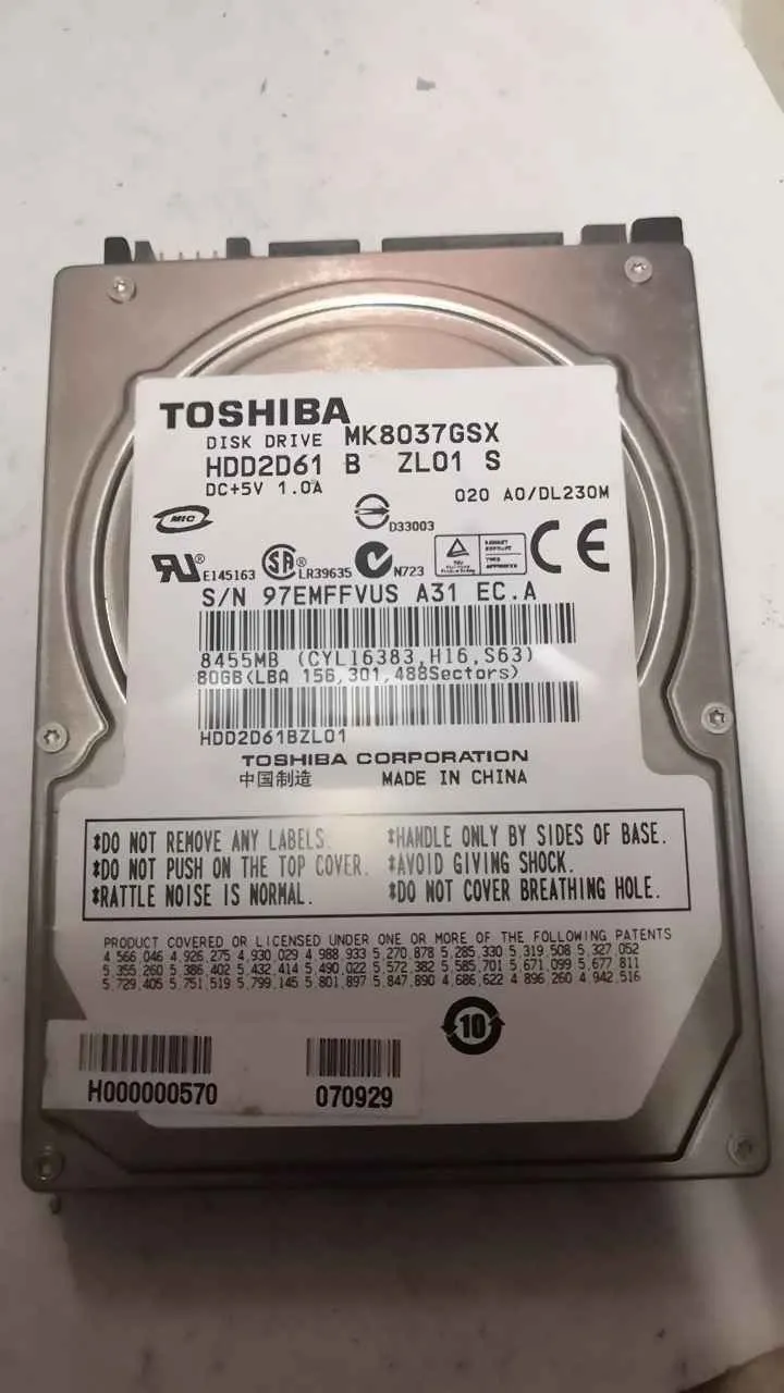 Toshiba MK8037GSX S/N 97EMFFVUSA31