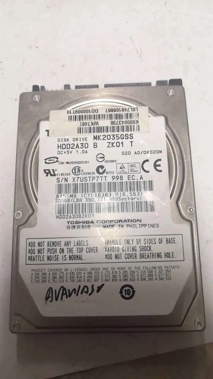 Toshiba MK2035GSS S/N X7USTP7TT998