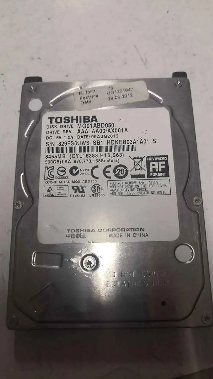 Toshiba MQ01ABD050 S/N 829FS0UWSSB1