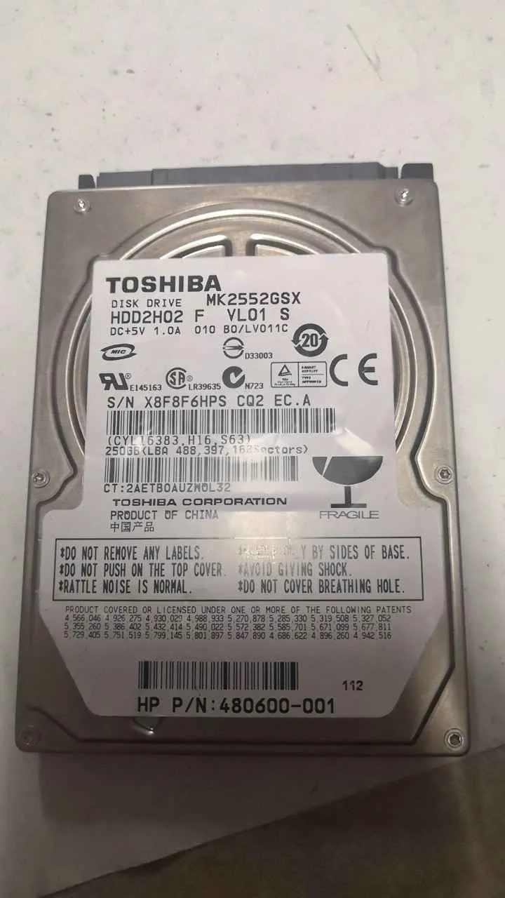 Toshiba MK2552GSX S/N X8F8F6HPSCQ2