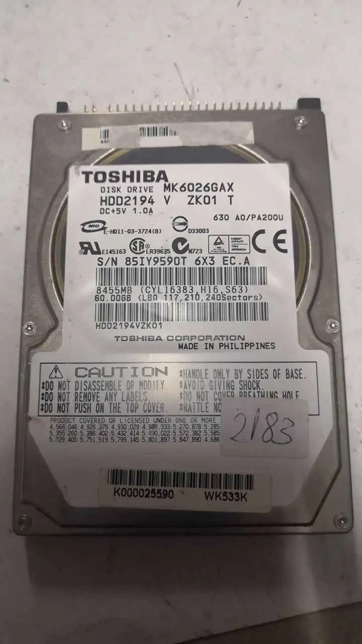 Toshiba MK6026GAX S/N 85IY9590T6X3