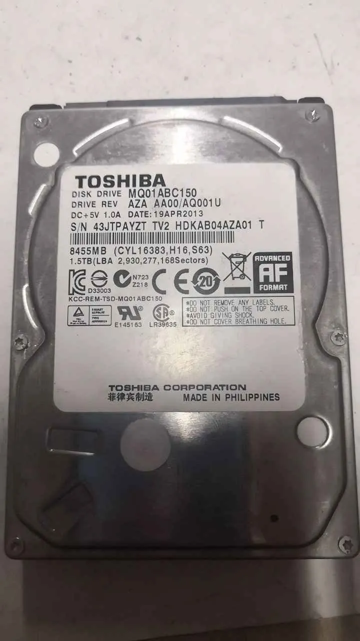 Toshiba MQ01ABC150 S/N 43JTPAYZTTV2