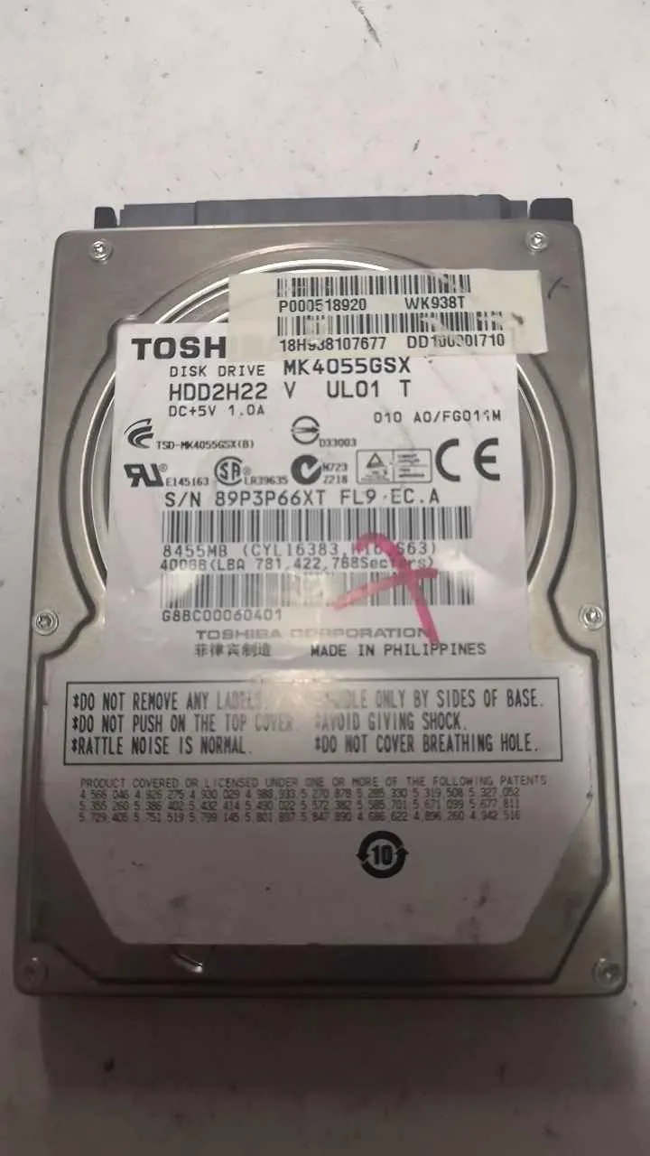 Toshiba MK4055GSX S/N 89P3P66XTFL9