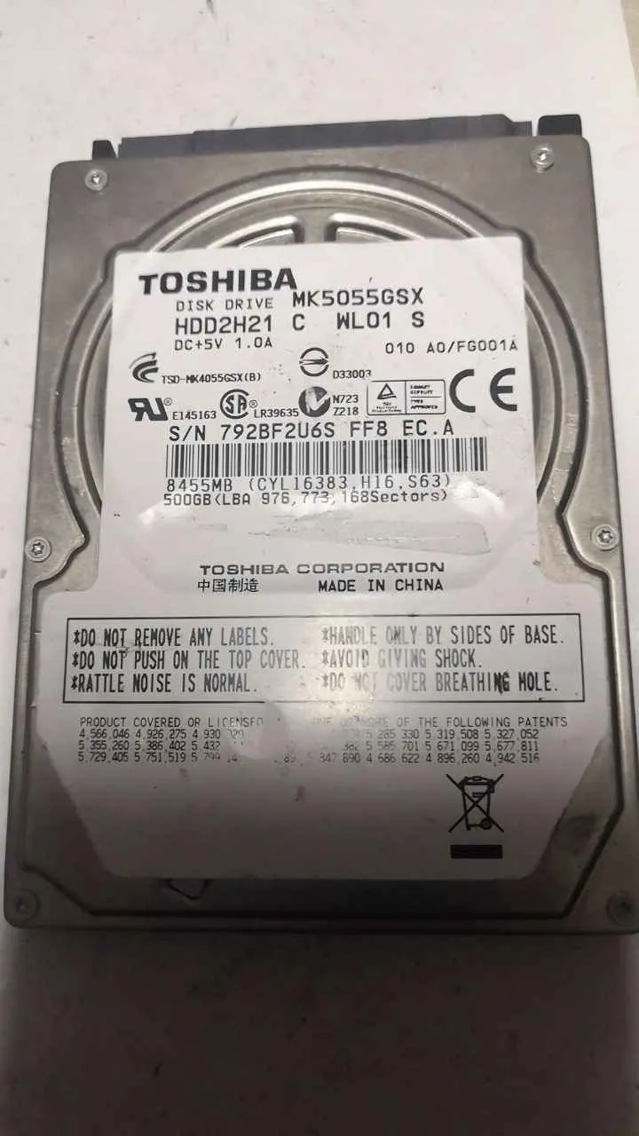 Toshiba MK5055GSX S/N 792BF2U6SFF8