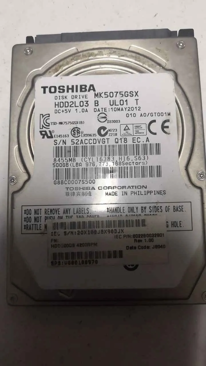 Toshiba MK5075GSX S/N 52ACCDVGTQ18