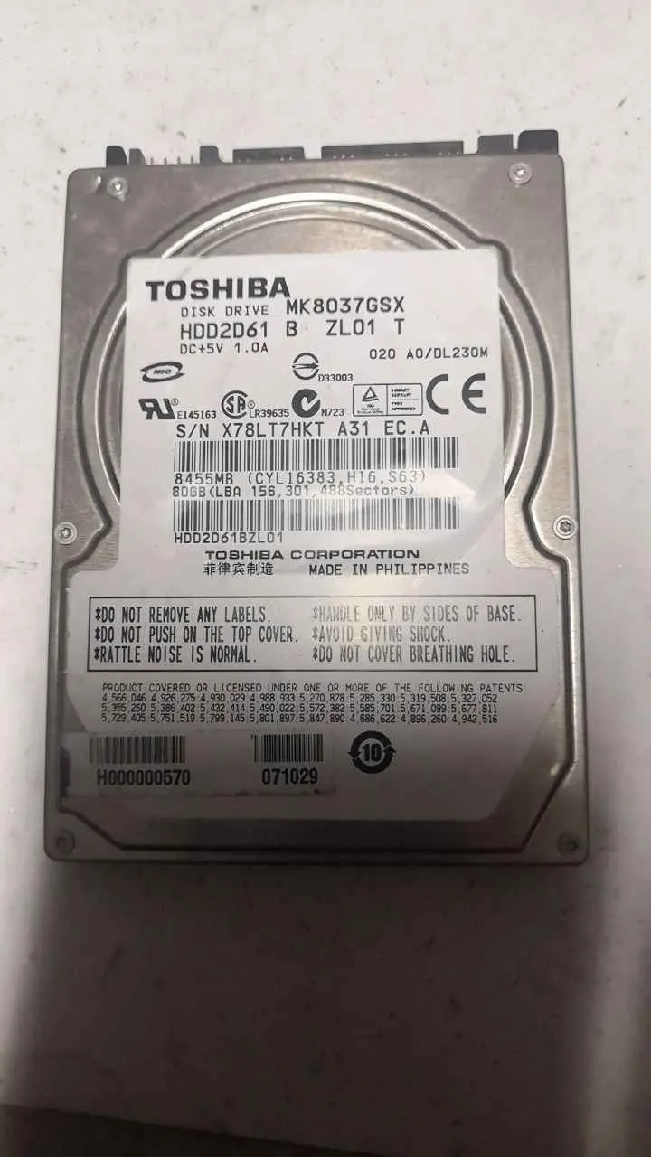 Toshiba MK8037GSX S/N X78LT7HKTA31