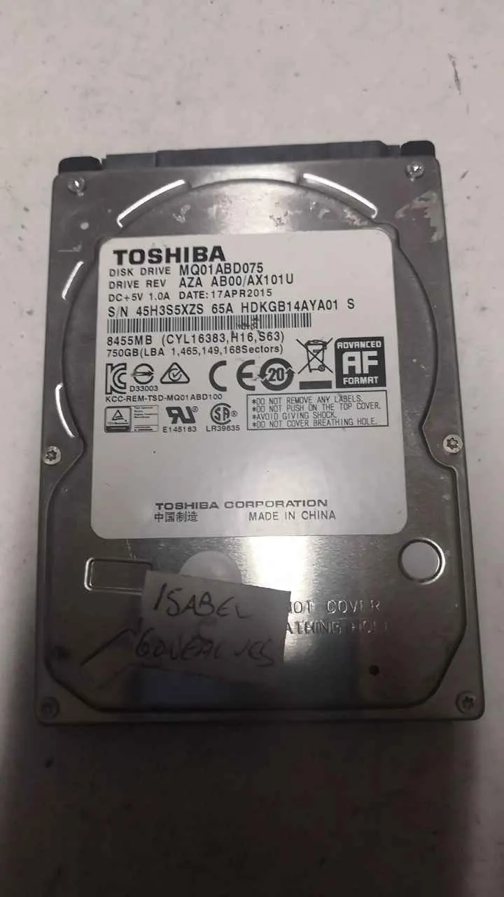 Toshiba MQ01ABD075 S/N 45H3S5XZS65A